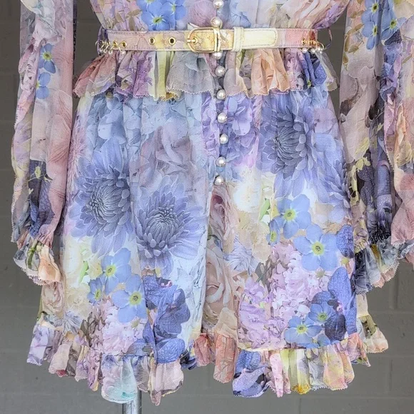 Zimmermann Rhythmic Ruffle Floral Playsuit Romper Size 0/US4 - Picture 5 of 17